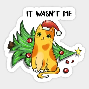 Cat Christmas Tree Knocked Over, It Wasn't Me, Cute Kitten Xmas Sticker